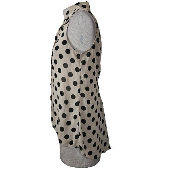 Cream and Black Polka Dot Sleeveless Blouse Size Medium - Picture 4 of 4